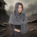 Wrap Dune Wasteland Hooded Shawl With Viking Brooch | Cowl Scarf Rogue Medieval Cloak Renaissance Costume Cape.