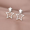 Stainless Steel Earrings New Classic Kpop Sweet Double Stars Temperament Girl's Daily Wear Pendants Earrings For Women Jewelry.