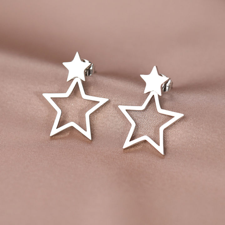 Stainless%20Steel%20Earrings%20New%20Classic%20Kpop%20Sweet%20Double%20Stars%20Temperament%20Girl's%20Daily%20Wear%20Pendants%20Earrings%20For%20Women%20Jewelry%20-%20Image%204