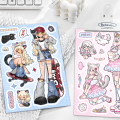 8pcs Korean Ins Wind Meow Star Guka Stickers Girl Style Cute Student Princess High Beauty Hand Book Notebook Decoration DIY. 