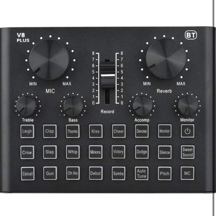 V8 Plus Live Sound Card with 15 Effects & Voice Changer for Streaming, DJing, & Karaoke