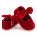 Newborn Infant Baby Girls Shoes Velvet Red Christmas 0-18M Princess Girl Baby Shoes Bow First Walkers. 