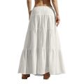 Women's Flared Ruffle Hem Maxi Skirt Fashion Women Solid Long Skirts Elastic Waist Elegant Long Skirt Spring Summer Cake Dress. 