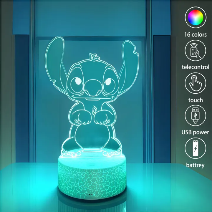 Led Cute Touch Lamp Anime Stitch Gaming Bedroom Decoration Usb Night