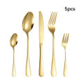 6/30pcs Golden stainless steel tableware knife, fork and spoon hotel thickened western tableware steak knife, fork and spoon set. 