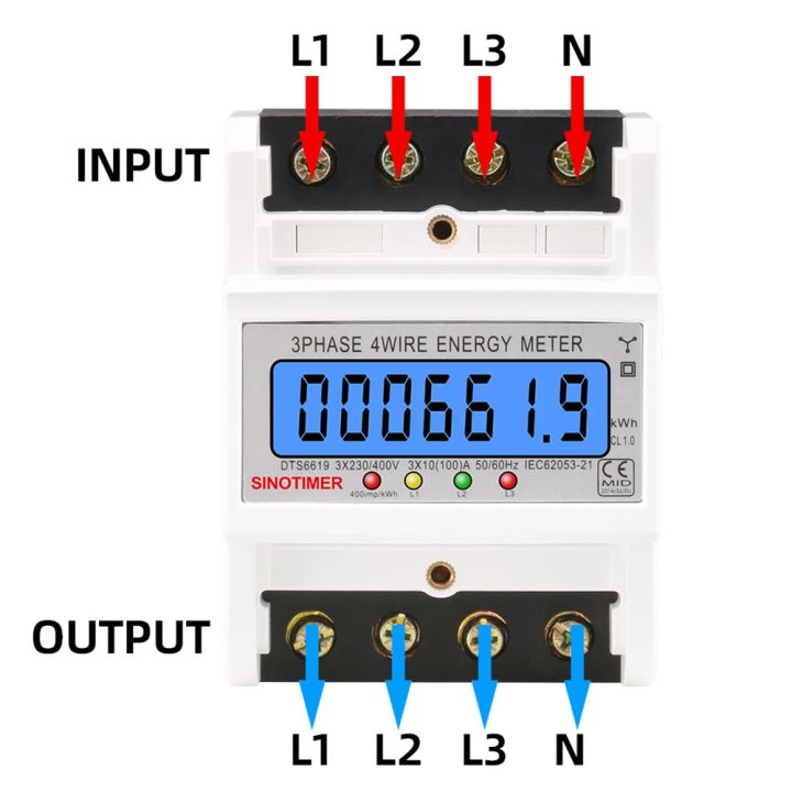 Din Rail 380V 3 Phase 4 Wire Electronic Energy Watt Power Consumption ...