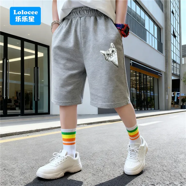 Big%20Kids%20Summer%20Shorts%20Children%20Cute%20Cat%20Print%20Cotton%20Toddler%20Short%20Pants%20Classic%20Gray/Black%20School%20Student%20Boys%20Sweatpants%20MKA1%20-%20Image%202