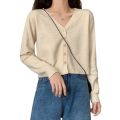 Women's Short Solid Color Cardigan For Spring And Autumn Outerwear Casual V-Neck Knitted Top. 