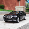 1:24 BMW 760LI Miniature Diecast Toy Car Vehicle Model Pull Back Sound & Light Doors Openable Collection Gift Kids A616. 