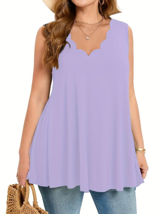 Plus%20Size%20Sleeveless%20Scalloped%20Hem%20Tunic%20Top%20for%20Women%20Casual%20Loose%20Fit%20Summer%20Blouse%20Lightweight%20and%20Breathable%20-%20Image%205