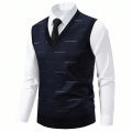 US Size Men's Sleeveless Vests V-Neck Pullover Stretch Knit Suit Vest Casual Business Pullover Vests. 