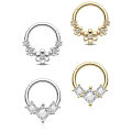 Cubic Zirconia Flower Hinged Segment Nose Ring piercings Stainless Steel Nose Hoop Septum Clicker Earrings Piercing Jewelry.