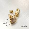 Huitan Luxury Gold Color Square Stud Earrings Women Ear Piercing with CZ Stone Simple Stylish Cool Earrings Hip Hop Jewelry.