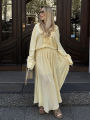 HH Women Yellow 2 Piece Set Elegant Ruffled Lace-up Shirts High Waist Pleated Midi Skirt Summer Lady High Street Outfits. 
