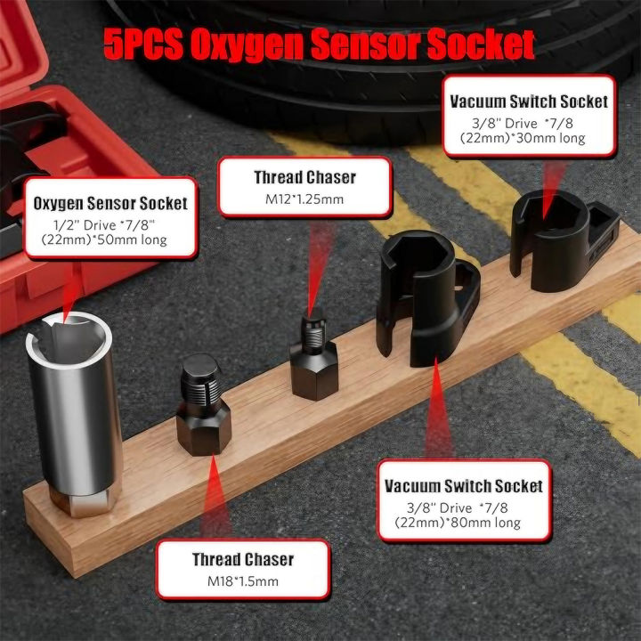 5pcs%20Oxygen%20Sensor%20Wrench%20Kit%20for%20Automotive%20O2%20Socket%20Removal%20Install%20Offset%20Vacuum%20Sensor%20Socket%20Thread%20Chaser%20Tool%20-%20Image%205