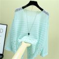 Spring and Summer New Ice Silk Knitted Vest Top Hollow Out Thin Bottoming Sling Streetwear Womens Clothing White Shirt 13686.