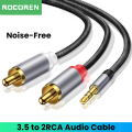 Rocoren RCA Cable 3.5mm to 2RCA Splitter 3.5 Jack to 2 RCA Male Audio Wire for Amplifiers HiFi Stereo Home Theater Speaker Cord. 