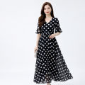 New Women's Attractive Stylish Premium Quality Dot Print One Piece Long kurti Black Color. 