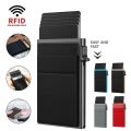 Rfid Anti Blocking Smart ID Bank Credit Card Holder Wallet Metal Thin Slim Men Women Pop Up Minimalist Metal Cardholder Case. 