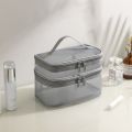Double-layers Black Mesh Cosmetic Bag Travel Portable Large-Capacity Makeup Case Organizer Storage Pouch Zipper Toiletry Bags.