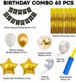 Birthday Decoration Items - Huge 63 Pcs, Happy Birthday Decoration Kit. 