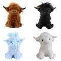 25cm Simulation Kyloe Cream Highland Cow Animal Plush Toy Soft Stuffed Highland Cow Cattlle Plushie Birthday for Kids Girls.