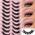 10 Pairs Russian Strip Lashes D Curl Fake Lashes Natural Look Fluffy Volume Wispy Russian Lashes 3D Effect Fake Eyelashes. 