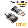 120W USB to Type C OTG Adapter 10Gbps High Speed Data Transfer USB C Converter For iPhone Samsung Xiaomi Huawei Type C Connector.