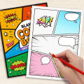 Blank Comic Creation Book, 32 Pages, Multi-Template American-Style Storyboard Sketchbook, Adult Trendy Story Creation Book, Smudge-Proof Paper, DIY Creative , Inspiration Notebook for Comic Enthusiasts.