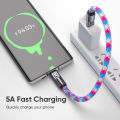 PD240W Phone Lanyard Charge Cable 2 in 1 USB-C to USB-C Super Fast Charge Data Cable Zinc Alloy Head Lanyard Fast Charging Cable. 