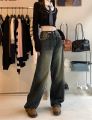 Women's Harajuku Style Loose Wide Leg Jeans Autumn Winter Street Fashion Retro Straight Loose Denim Trousers ﻿. 