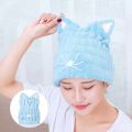 Cute Cat Microfiber Hair-drying Towel Bath Cap Strong Absorbing Drying Long Soft Special Dry Hair Cap Towel with Coral Velvet. 