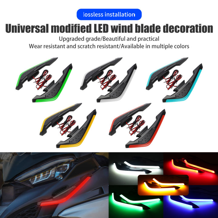 1%20Pair%20Motorcycle%20Front%20Side%20Wing%20LED%20Light%20Kit%20Aerodynamic%20Wing%20Lights%20Universal%20Spoiler%20Lamp%20Motorcycle%20Decorative%20Accessories%20-%20Image%202