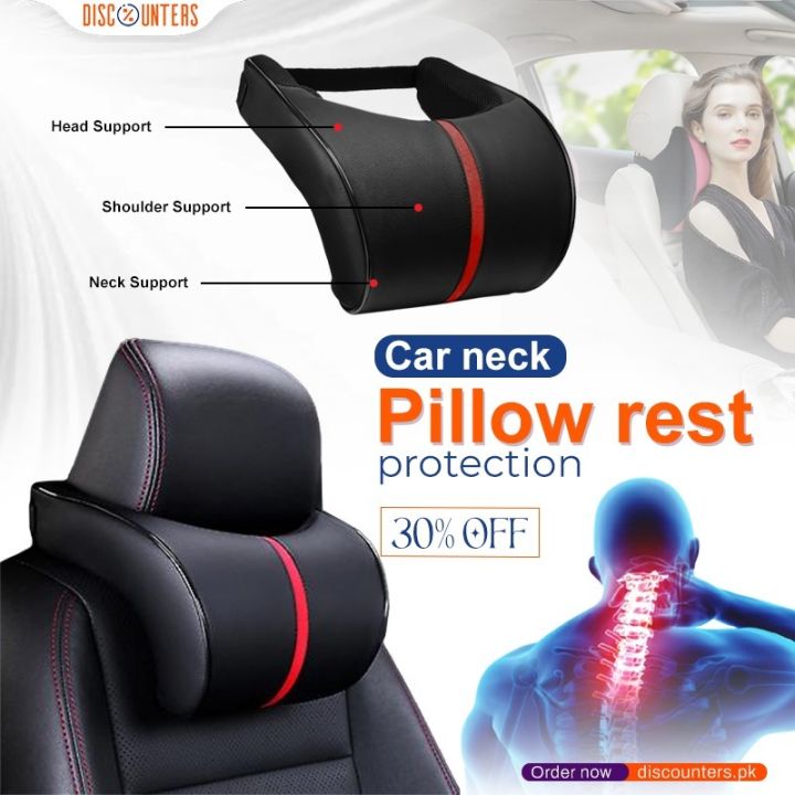 Rest Protection Car Headrest Neck Rest Protection Adjustable Memory leather Seat ...