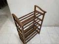 wooden shoe rack. 