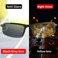 2PCS Night Vision Glasses Men Anti-Glare Driving Goggle Half Frame Polarized Sunglasses for Driver UV400 Day and Night Glasses. 