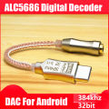 ALC5686 CX31993 HiFi USB DAC Type C to 3.5mm Earphone Amplifier Audio Decoder AMP Adapter Sound Card Digital Decoder For Android. 
