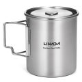 LIXADA 750ml Stainless Steel Pot Portable Water Mug Cup with Lid and Foldable Handle Outdoor Camping Cooking Picnic Equipment. 
