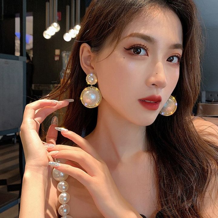 Korean%20Graceful%20Female%20Jewelry%20Temperament%20Simple%20Rhinestones%20Imitation%20Pearl%20Round%20Dangle%20Earrings%20for%20Women%20Girl%20Accessories%20-%20Ear%20Ring%20-%20Ear%20Ring%20-%20Image%203