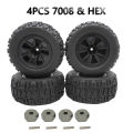 YSIDO 4PCS 90mm Truck Off Road Buggy Skidproof Tires Wheels for 1/14 Wltoys 144010 MJX Hyper Go 14209 14210 Monster RC Car Tyres.