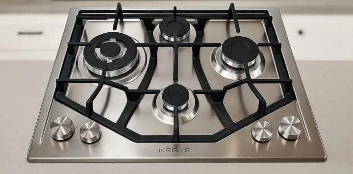 KROME stainless steel 4 burner hob/ gas cooker with 2 year warranty