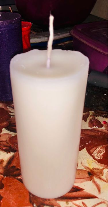 White colour Big Pillar candle (without perfume) weight -400 grams