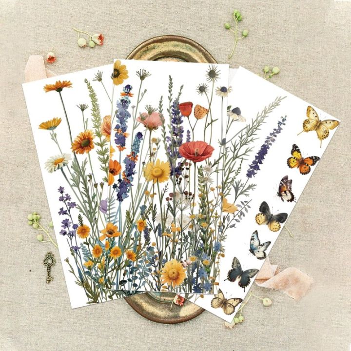 3Pcs%20Wildflowers%20Furniture%20Transfer%206x12inch%20Butterflies%20and%20Flowers%20Rub%20on%20Transfer%20Self-Adhesive%20Wall%20Art%20Decals%20for%20Bedroom%20-%20Image%202
