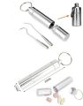 Medicine Box Keychain Metal Mini Waterproof Alloy Tablets Box Case Drugs Holder Contai.... 