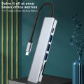 7 In 1 Type C Usb Hub Seven In One Type C 4k 30hz Usb Splitter Supports All Type C Channel Computers To Usb Compatible With Hdmi. 