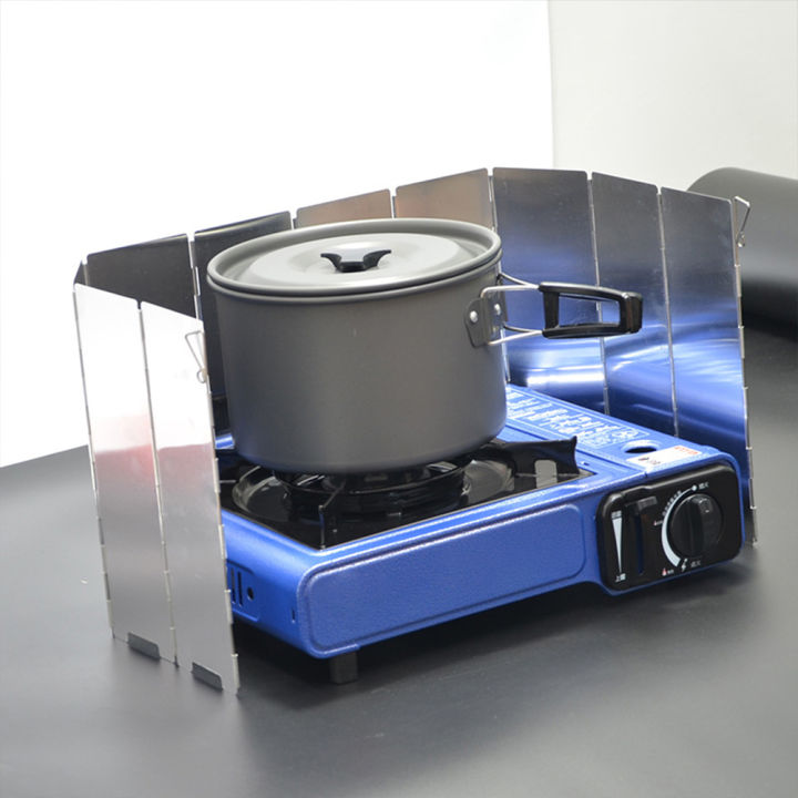 8/10 Plates Outdoor Stove Wind Shield with Storage Bag Cooking Burner Windproof Screen Aluminum Alloy for Camping Picnic