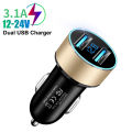 LED Display Voltmeter 3.1A Dual USB Phone Charger Car Cigarette  Power Adapter Socket Splitter for 12-24V Cars. 