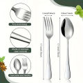 16pcs Stainless Steel Tableware Fork and Spoon Set, Economy Set Fork and Spoon, Suitable for Restaurants, Parties and Families.