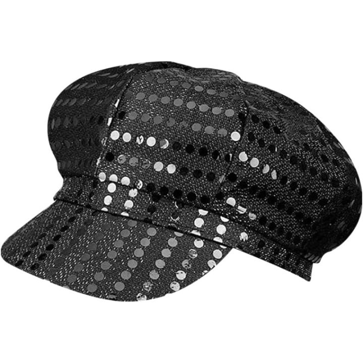Glitter%20Sequin%20Hat%20Bling%20Costume%20Hat%20Retro%20Dress%20up%20Hat%20Beret%20Newsboy%20Cap%20Birthday%20Party%20Dance%20Hat%20Silver%20-%20Image%204
