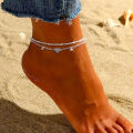 925 Sliver Plated CZ Anklet Bracelets for Women Girl Trendy New Waterproof Heart Charm Dainty Layer Chain Anklets Jewelry .